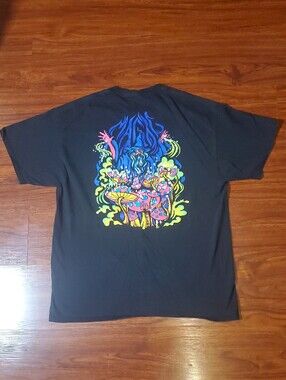 A-Lab Black Tee with Colorful Mushroom Pocket Art